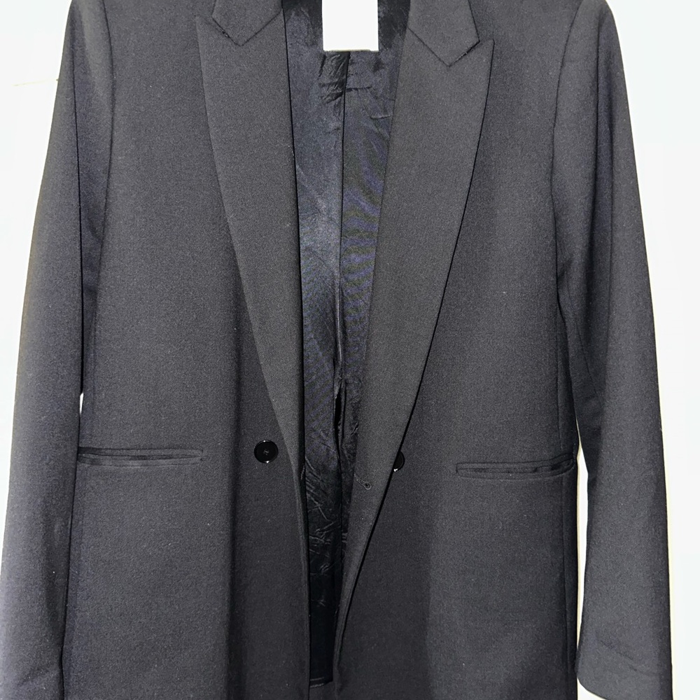 Sandro Black Slim Fit Blazer with Notched Lapel